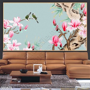 Tranh mộc lan và chim én
