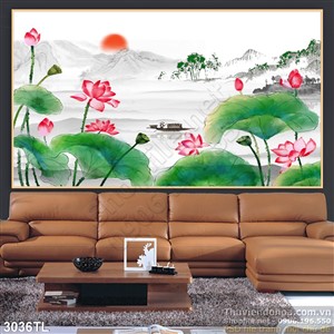 Tranh thư pháp hoa Sen đẹp nhất