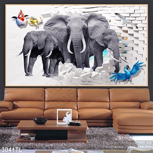 Tranh Voi trang trí phòng cho bé