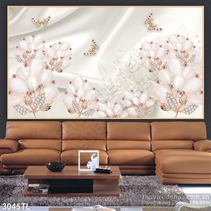 Tranh lụa 3D hoa ngọc trai đẹp nhất hiện nay