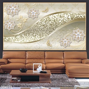 Tranh hoa kim cương dát vàng đẹp