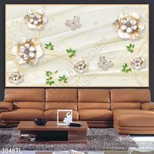 Tranh lụa 3D hoa kim cương trang trí treo tường đẹp