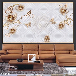 Tranh hoa kim cương vàng in gạch chất lượng cao