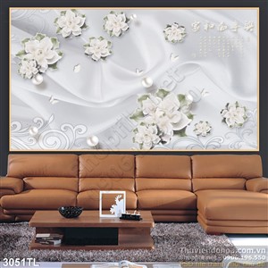 Tranh lụa 3D hoa trang trí phòng ngủ đẹp