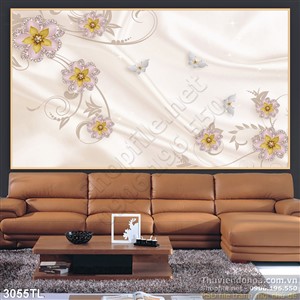 Tranh lụa 3D hoa ngọc trang trí tường đẹp