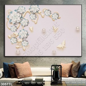 Tranh hoa điêu khắc trang trí tường đẹp