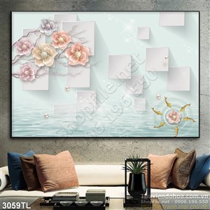 Tranh 3D hoa trang trí phòng ngủ