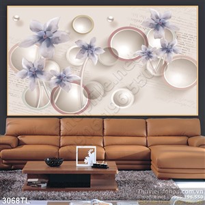 Tranh 3D hoa trang trí phòng ăn