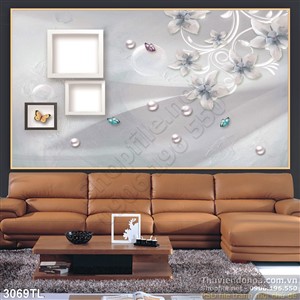 Tranh lụa 3D hoa trang trí tường đẹp