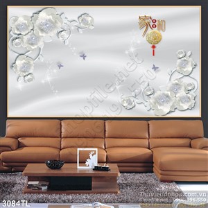 Tranh lụa 3D hoa trang trí tường đẹp