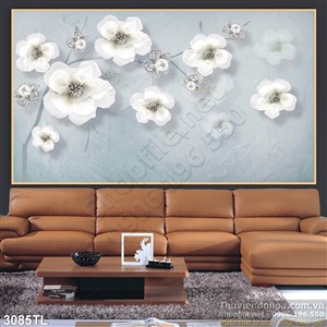 Tranh lụa 3D hoa Mai trang trí tường đẹp