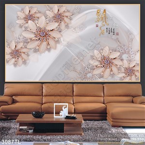 Tranh lụa 3D hoa ngọc trang trí phòng ngủ