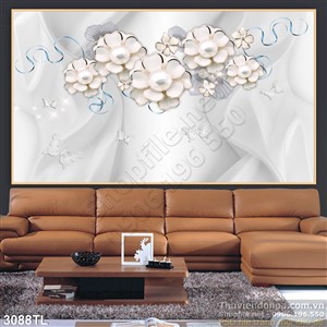 Tranh lụa 3D hoa trang trí tường đẹp