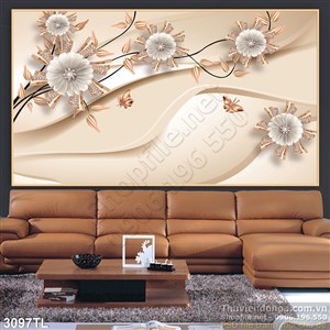 Tranh lụa 3D hoa trang trí tường mới nhất
