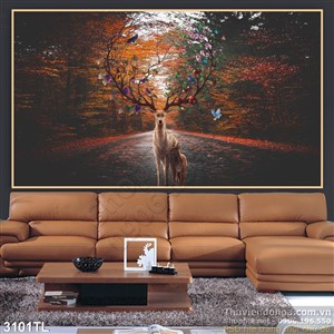 Tranh hươu trong khu rừng