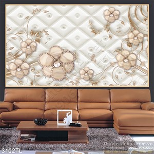 Tranh 3D hoa trang trí tường phòng khách
