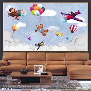 Tranh máy bay trang trí phòng ngủ cho bé
