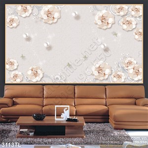 Tranh hoa hồng ngọc trai trang trí tường đẹp