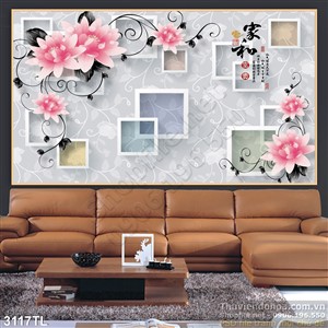 Tranh 3D hoa thư pháp trang trí phòng ngủ