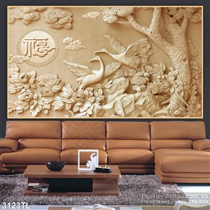 Tranh điêu khắc chim Hạc phong thủy đẹp