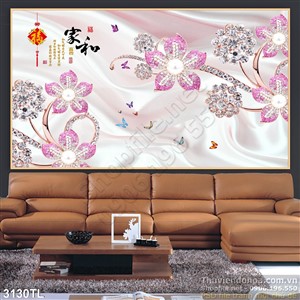 Tranh 3D hoa bằng vàng trang trí phòng ngủ