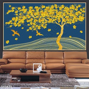 Tranh hoa vàng trang trí phòng ngủ