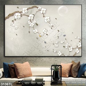 Tranh hoa đào in gạch đẹp nhất