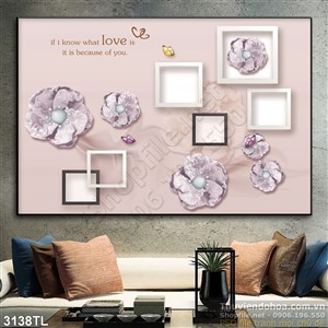Tranh 3D hoa trang trí phòng ngủ