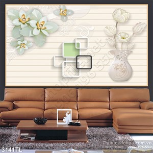 Tranh 3D bình hoa trang trí phong ngủ