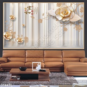 Tranh 3D hoa hồng trang trí tường đẹp