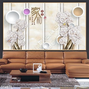 Tranh 3D hoa trang trí tường phòng ngủ