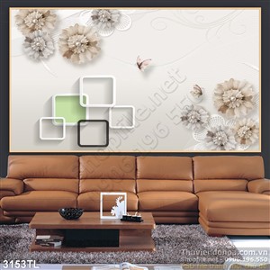 Tranh 3D hoa trang trí dán tường đẹp