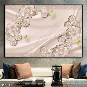 Tranh lụa 3D hoa trang trí phòng ngủ