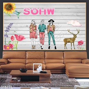 Tranh thời trang trang trí cửa hàng quần áo