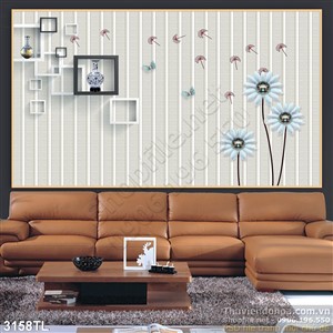 Tranh 3D hoa trang trí tường phòng ngủ đẹp