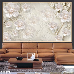 Tranh 3D hoa bằng vàng trang trí phòng ngủ