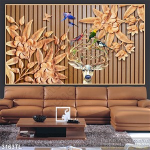Tranh 3D điêu khắc gỗ trang trí tường đẹp