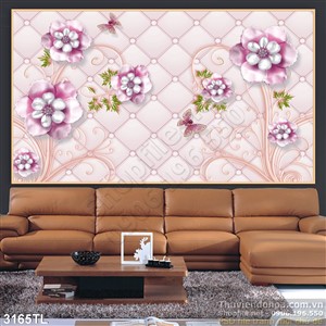 Tranh hoa 3D cổ điển trang trí phòng khách đẹp
