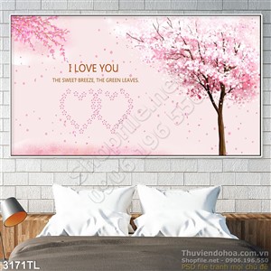 Tranh hoa đào trang trí dán tường đẹp nhất