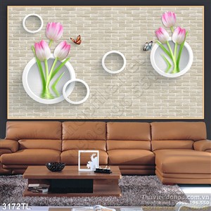 Tranh 3D hoa tulip trang trí phòng đẹp