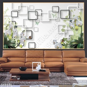 Tranh 3D hoa lan trang trí phòng  khách đẹp