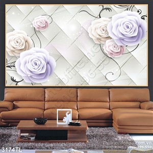 Tranh 3D hoa hồng trang trí phòng ngủ