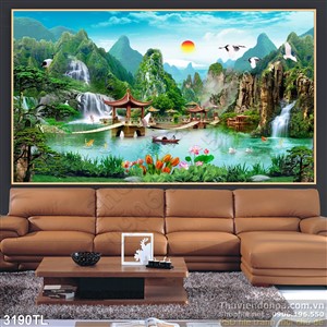 Tranh thác nước  phong thủy trang trí tường