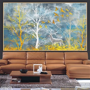 Tranh hươu trong rừng trang trí tường đẹp