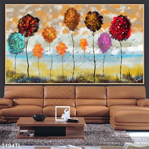 Tranh màu nước cây nghệ thuật trang trí tường