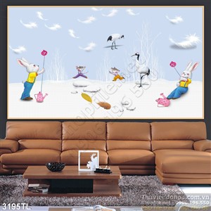 Tranh 3D hoạt hình trang trí tường trẻ em