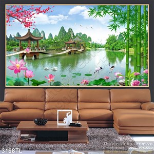 Tranh thác nước phong thủy trang trí tường đẹp