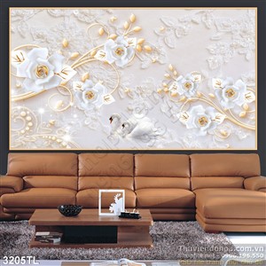 Tranh lụa hoa hồng 3d trang trí phòng ngủ
