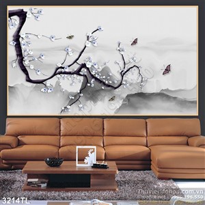 Tranh thư pháp hoa mùa xuân đẹp nhất