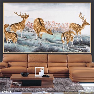 Tranh sơn dầu hươu sao trang trí tường đẹp
